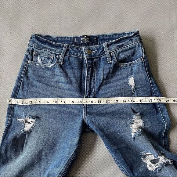 Hollister High Rise Slim Straight Distressed Denim Jeans Junior Size 3 - Picture 7 of 10